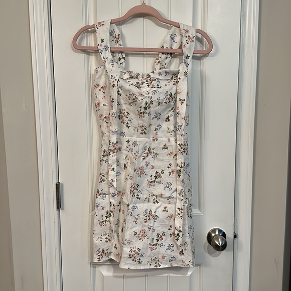 Reformation Sanford Linen Dress Size 4 White Floral - Picture 2 of 10